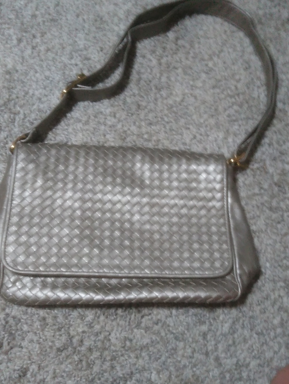 Woven Metallic Shoulder Bag in